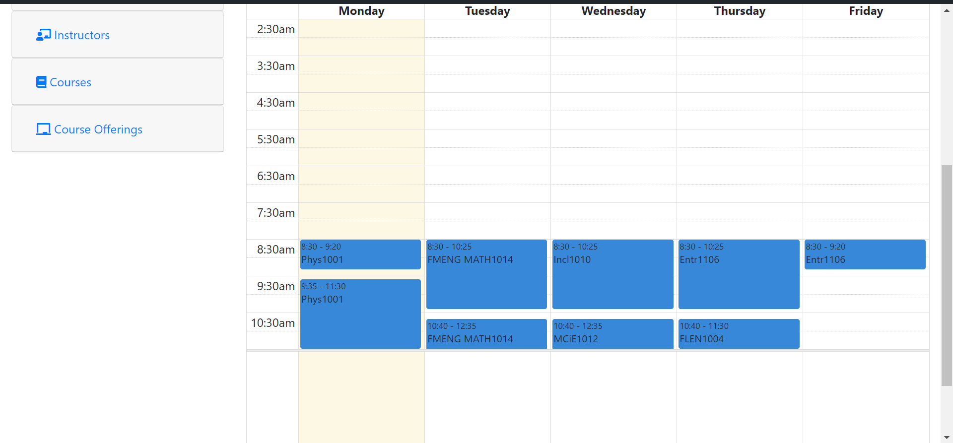 Class Schedule